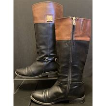 Tommy Hilfiger Sz 8.5 Womens Black Faux Leather Lilia 2 Riding Boots
