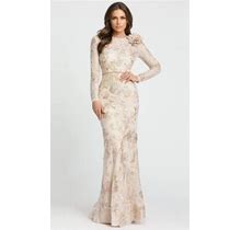 Mac Duggal Women's Blush - 11174 Long Sleeve Floral Mother Of The Groom Gown Size 6