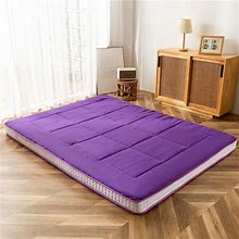 Padded Japanese Roll Up Floor Futon Mattress - Purple - Full