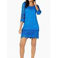 Women's Alfani Shift Dress Royal Blue Lace, Scoop Neck Crochet Trim Size XS, NWT