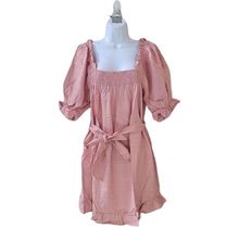 NWT ELOQUII 14/16 Blush Linen Blend Smocked Front Mini Dress Women