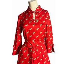 Vintage Red 70'S Oriental Dress Caftan Kimono M L