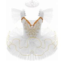 Iiniim Kids Girls Ballet Dress Tutu Skirted Leotard Performance Dance Costumes Ballerina Outfit