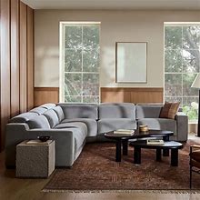 Dalton 127" Motion Reclining 5-Piece L-Shaped Sectional, 3 Power Recliners, Chenille Tweed, Frost Gray, Black, West Elm