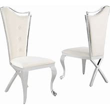 Best Master Furniture Crownie Velvet Dining Chairs Set Of 2 in Cream And Silver