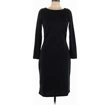 Chadwicks Casual Dress - Sheath Crew Neck 3/4 Sleeves: Black Solid Dresses - Women's Size 10