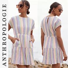 Anthropologie Dresses | Anthropologie Dolan Left Coast Collection Short Sleeve Striped Mini Dress Small | Color: Blue/Pink | Size: S