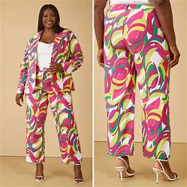 Plus Size Printed Power Twill Trousers, MULTI, 34 - Ashley Stewart