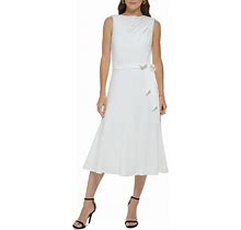 DKNY Party Midi Fit & Flare Dress - White - Casual Dresses Size US 8 (M)