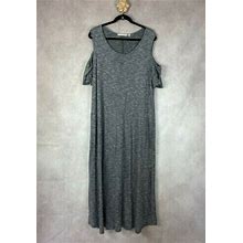 Soft Surroundings NWT Electra Maxi Cold Shoulder Dress Heather Gray Petite XS