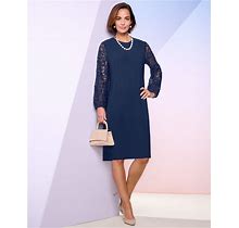 Draper's & Damon's Women's Lace Sleeve Dress - Blue - 3X