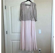 Chadwicks Womens Sz 12 Maxi Mother Of The Bride Dress Pink Gray Formal