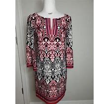 Laundry By Design Womens Red Black Paisley Shift Dress Size 4