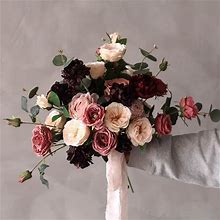 Burgundy/Red Burgundy Red Wedding Bouquet Bridal Bouquet -R078 Size 45