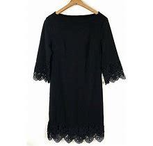 Eci Ponte Sheath Dress Size Small Black Lace Crochet 3/4 Sleeve