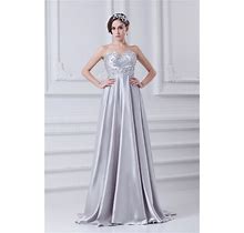 Silver A Line Prom Dress With Beaded Top,Prom Dresses With Beaded Bodi
