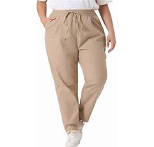 Agnes Orinda Plus Size Pants For Women Straight Leg Drawstring Elastic Loose Comfy Trousers With Pockets