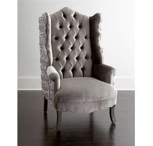 Haute House Isabella Rosette Wingback Chair, Gray, Living Room Seating Accent Chairs & Armchairs Lounge Chairs