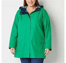 St. John's Bay Water Resistant Midweight Anorak Plus | Green | Plus 1X | Coats + Jackets Anoraks