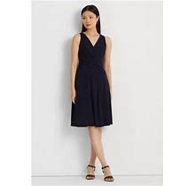 Lauren Ralph Lauren Women's Surplice Jersey Sleeveless Dress, Navy Blue, 12