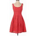 Nine West Casual Dress - A-Line: Red Marled Dresses - Women's Size 4