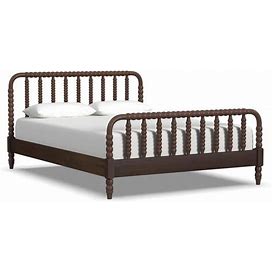 Spindle Brown Wood Frame Queen Panel Bed
