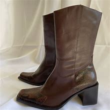 White Mountain Shoes | 90S Oxblood & Snake Embossed Leather Boots (Excellent Like New Condition) | Color: White | Size: 8.5