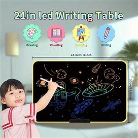 21 Inch LCD Writing Tablet For Kids, USB Charging Colorful Electronic Drawing Pad,Message Board, Doodle Board, Educational,Yellow,User-Friendly,Temu