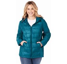 Plus Size Women's Packable Puffer Jacket By Woman Within In Deep Teal (Size 2X)