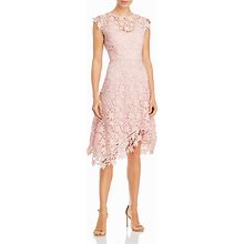Eliza J Women's Asymmetric Lace Dress - Pink - Size 8 - Blush