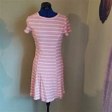 Forever 21 Dresses | Forever 21 Knit T-Shirt Striped Pink And White Dress | Color: Pink/White | Size: M