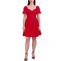 Julia Jordan Women's Knot-Front Short-Sleeve Pleated Dress - Apple - Size 16