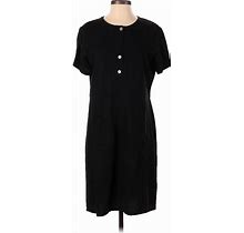 Talbots Casual Dress - Shift Crew Neck Short Sleeve: Black Solid Dresses - Women's Size Small