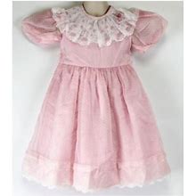 Vtg Sylvia Whyte Pink Dress Girls Sz 4 Sheer White | Color: Pink/White | Size: 4G