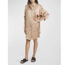 Loewe Silk Shirtdress With Chain Details, Otter, Women's, 6, Casual & Work Dresses Shirtdresses Button-Down Shirt Dresses