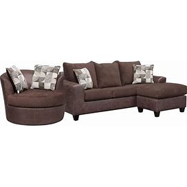 Brando 2-Piece Sofa With Modular Chaise And Swivel Chair - Chocolate