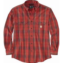 Carhartt Mens 105946 Loose Fit Midweight Chambray Long-Sleeve Plaid Shirt - Chili Pepper X-Large Tall