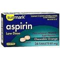 Sunmark Aspirin Adult Low Dose Chewable Orange Gluten Free 81Mg 36Ct,4-Pack