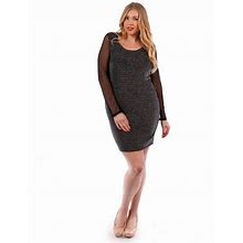Women's Plus Size Shift Lace Chiffon Dress 1X-2X-3X Made In Usa Black