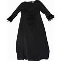 Calvin Klein Women's Black Long Feather Sleeve Evening Dress With Slit Size 24W