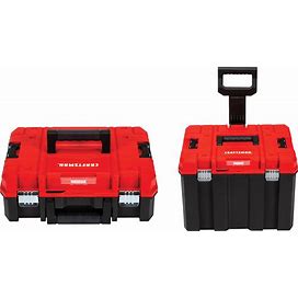 CRAFTSMAN VERSASTACK System 17-In Red Plastic Lockable Tool Box & VERSASTACK System 20-In Red Plastic Wheels Lockable Tool Box