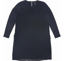 Eileen Fisher L139013 Womens Black Long Sleeve Jewel Neck Shift Dress Size M
