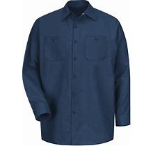 Red Kap Men's SP14 Industrial Work Shirt - Long Sleeve - Navy - Large -
