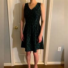 Loft Dresses | Ann Taylor Loft, Leopard Print Dress, Size 0. Perfect Condition. Satin Fabric. | Color: Blue/Green | Size: 0