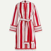 J. Crew Dresses | Nwt J.Crew Petite Red & White Stripe Cotton Fringe Shirt Dress | Color: Red/White | Size: 12P