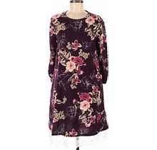 Apt. 9 Casual Dress - Shift: Burgundy Print Dresses - Women's Size 9