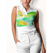 Women's Golf Polo Shirt White Sleeveless Top Fall Winter Ladies Golf Attire Clothes Outfits Wear Apparel