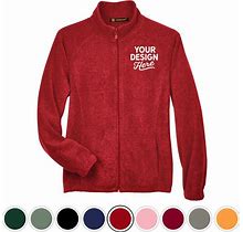 Custom Women's Harriton Fleece Zip Up Jacket In Red Size Small Polyester Fleece | Rushordertees | Sample