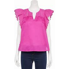 Women's Nine West Adaptive Easy Dressing Lacey Flutter Sleeve Top, Size: XXL, Med Pink