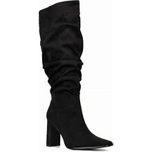 New York & Company Womens Damaris Stacked Heel Over The Knee Boots | Black | Regular 10 | Boots Over The Knee Boots